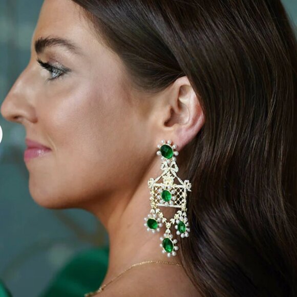Nicola Bathie Jewelry - Nicola Bathie Emerald Chandelier Earrings